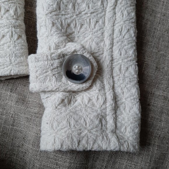 NWOT Charlotte Russe Woven Wool Cream White Short Winter Coat Jacket Buttons Sm - Picture 6 of 10